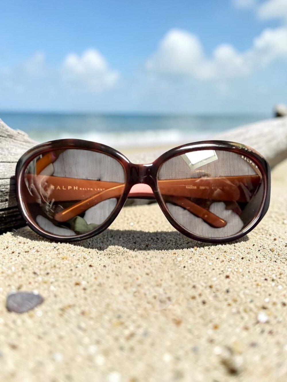 Ralph Lauren Y2K Oversized Bug Eye Sunglasses Brown Tortoise Glam 61mm